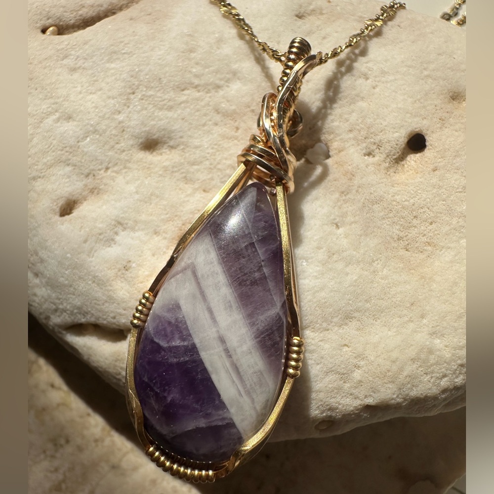 Chevron Amethyst Necklace Pendant